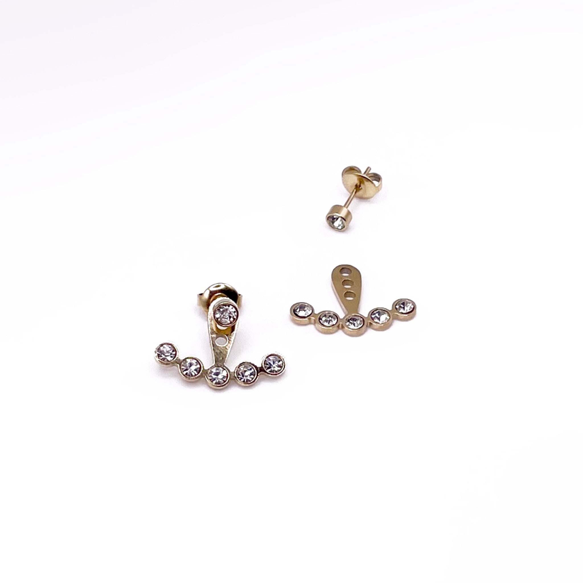 BOUCLES D'OREILLES MADDIE (2 en 1: Possible d'enlever l'empiècement de zircons et de garder que la boucle à puce!)