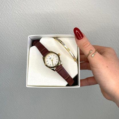 DAHLIA WATCH BOX + MOTHER-OF-PEARL BANGLE