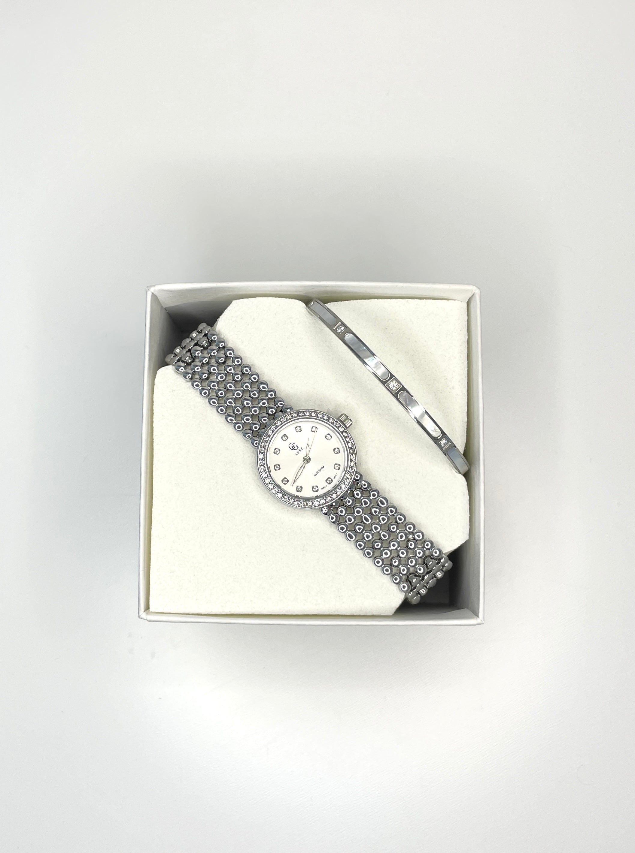 CAMILLA WATCH BOX + MOTHER-OF-PEARL BANGLE