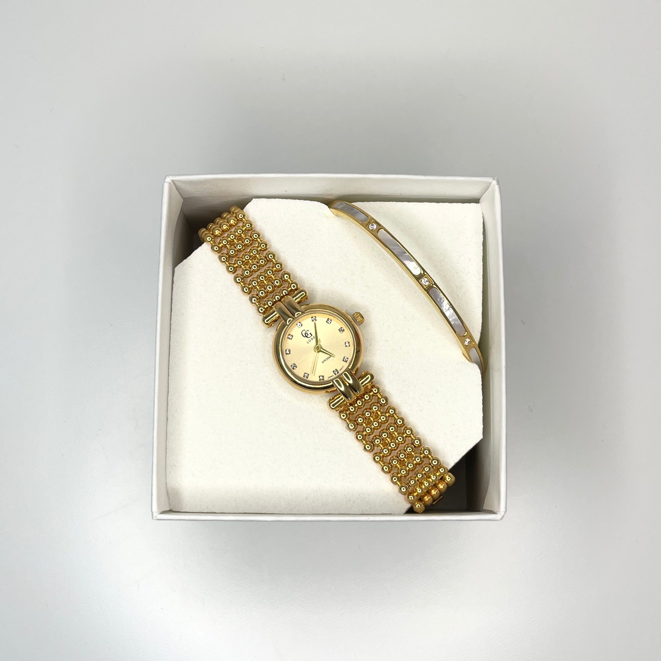 ANNA WATCH BOX + MOTHER-OF-PEARL BANGLE