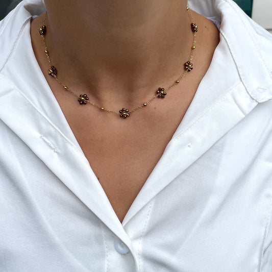 BROWN FLORA NECKLACE