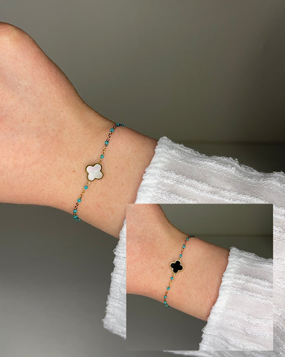 LINA BRACELET (reversible clovers: White or black side)