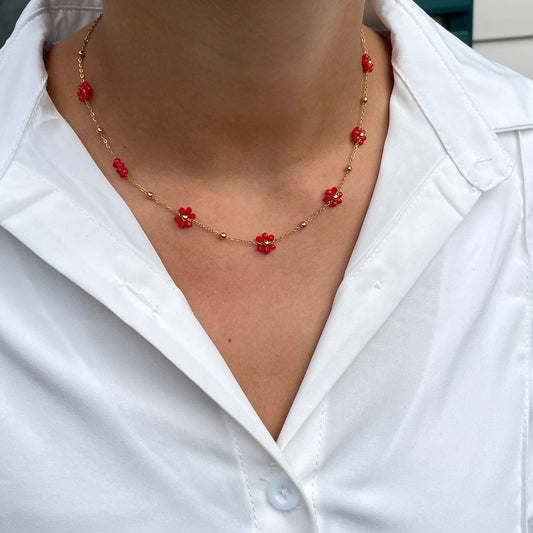 RED FLORA NECKLACE