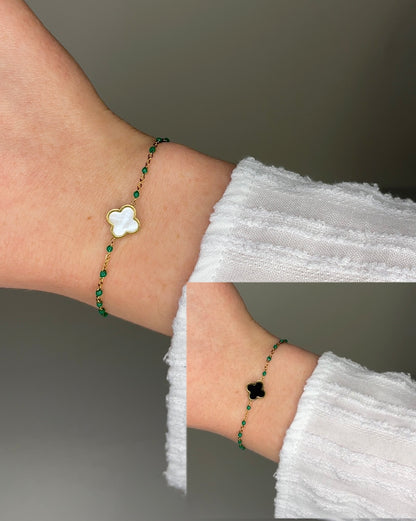 LINA BRACELET (reversible clovers: White or black side)