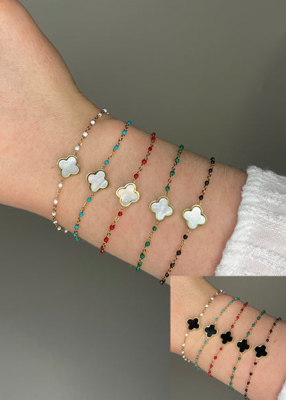 BRACELET LINA (trèfles réversibles: Côté blanc ou noir)