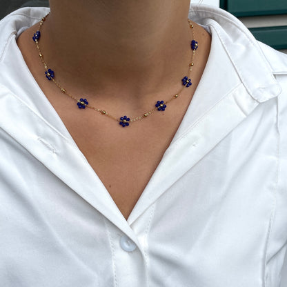 COLLIER FLORA BLEU